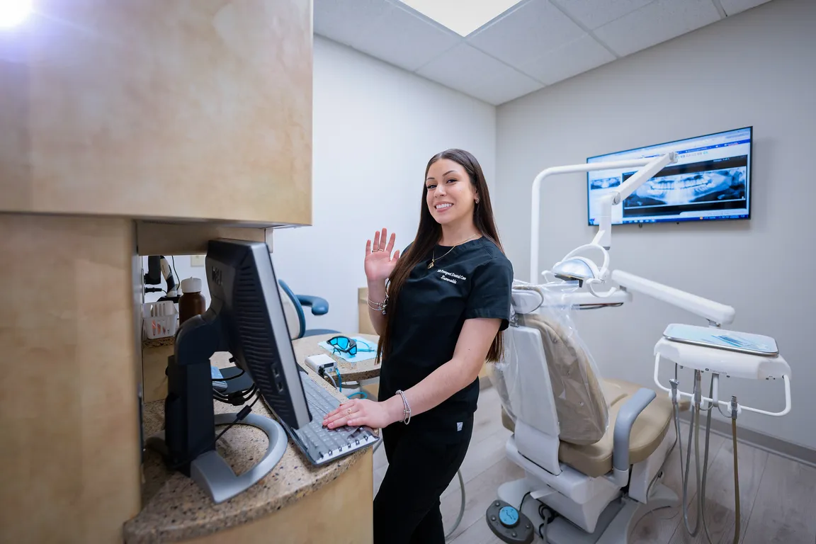 Mount Prospect Dental Care team member preparing a treatment room